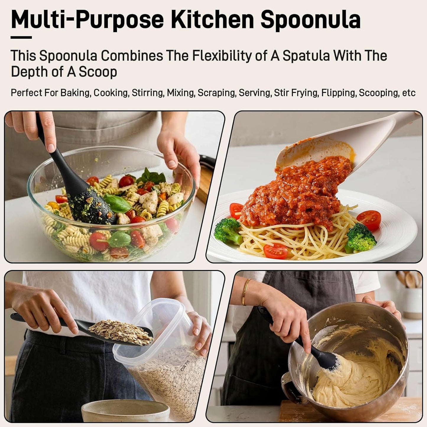 3 Pzas Espátula Silicona Multiusos Cocina Hornear Mezclar