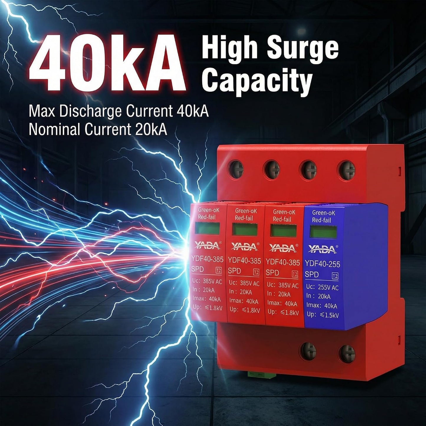 Dispositivo proteccion sobretensiones 31 385V 40kA riel DIN tipo 2