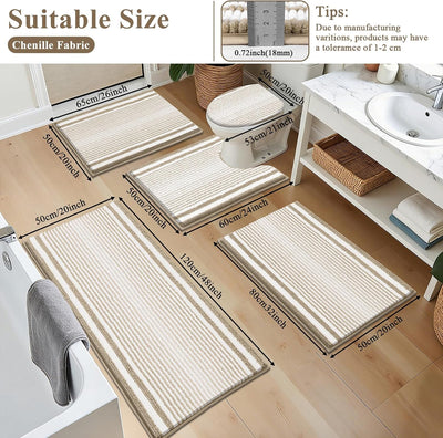 Set 5 Alfombras Baño Felpilla Antideslizante Absorbente