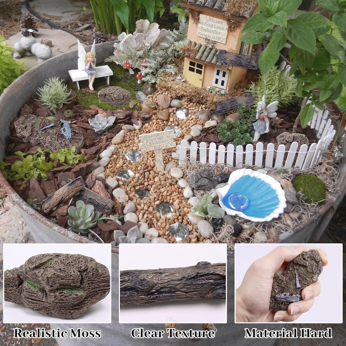 7 Pzas Tocón Árbol Artificial Rocas Plástico Miniatura Diorama