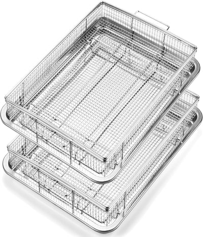 4 Cestas Freidora Aire Acero Inox 15.5x11pulg Calefaccion 360