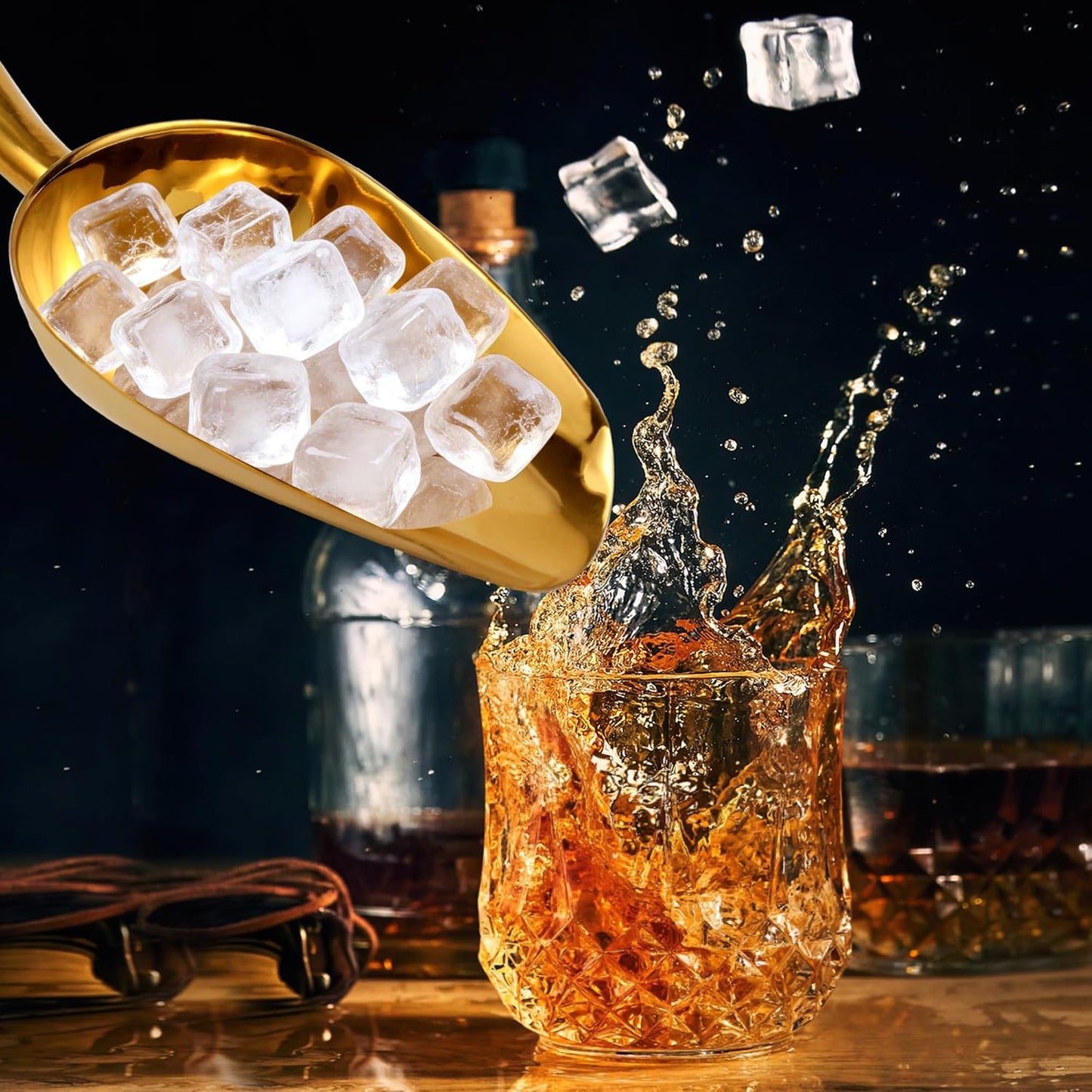 Cuchara de hielo dorada de acero inoxidable 12 oz multiuso