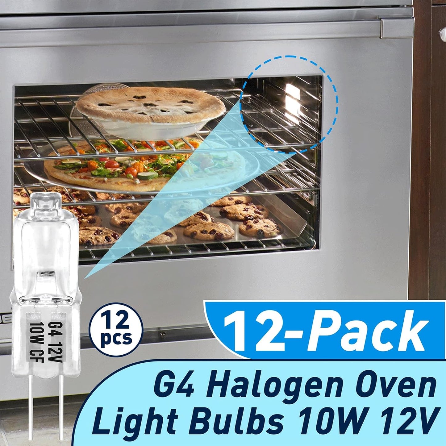 Paquete de 12 bombillas G4 halógenas para horno 10 W 12 V