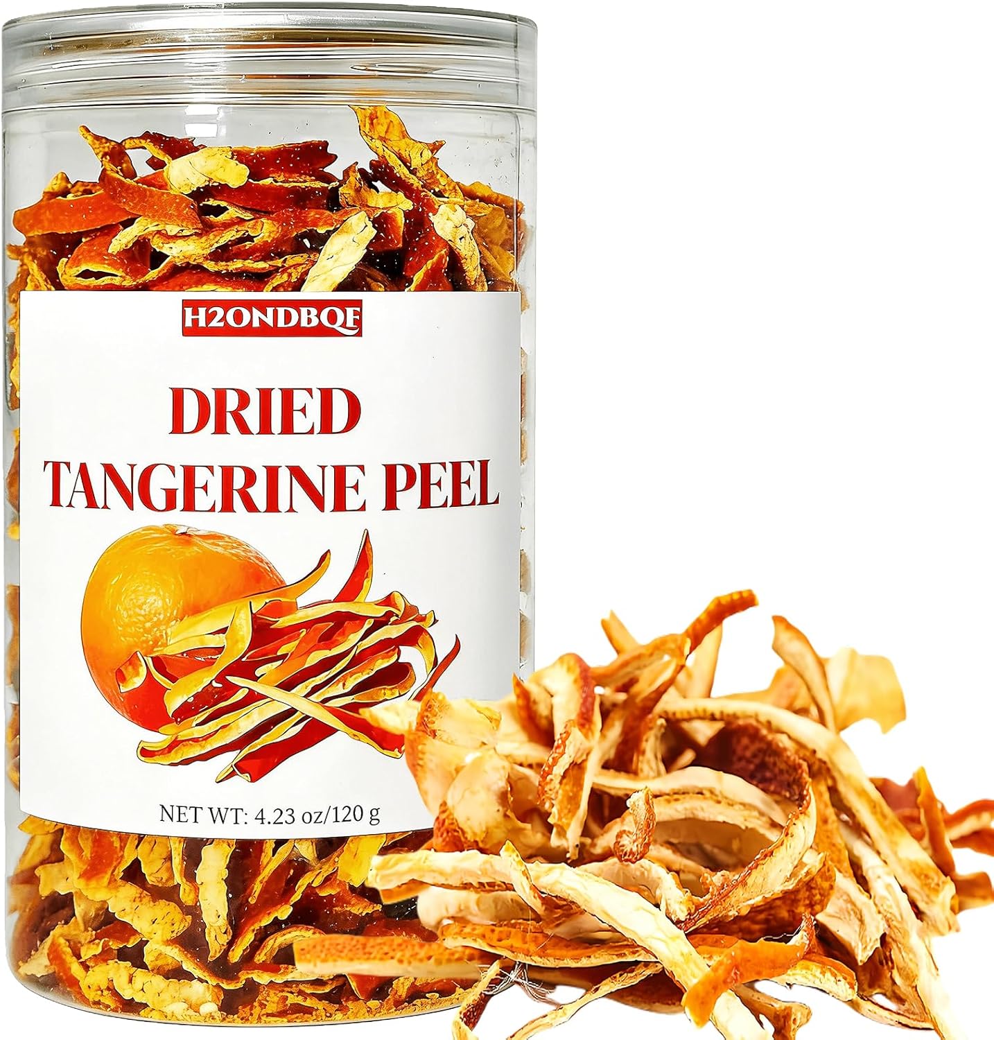 Tiras de cáscara de mandarina secas naturales puras Chen Pi tarro resellable 4.23 oz
