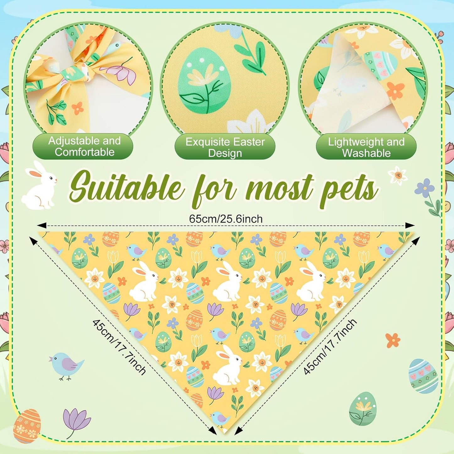 100 Bandanas Pascua Perros Conejo Huevo