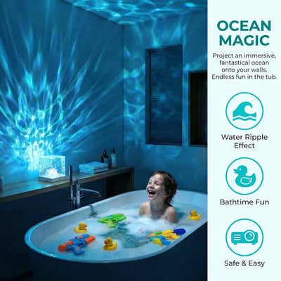 Luz baño impermeable para niños con proyector RGBW