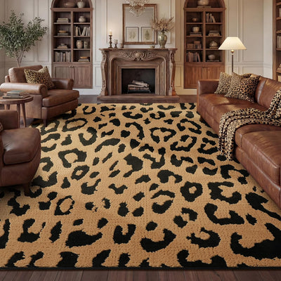 Alfombra leopardo 8x10ft felpa suave antideslizante sala dormitorio