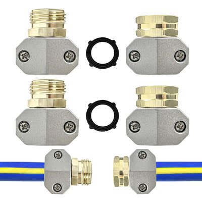 Juego 4 pzas reparador manguera 5/8 y 3/4 pulg aluminio
