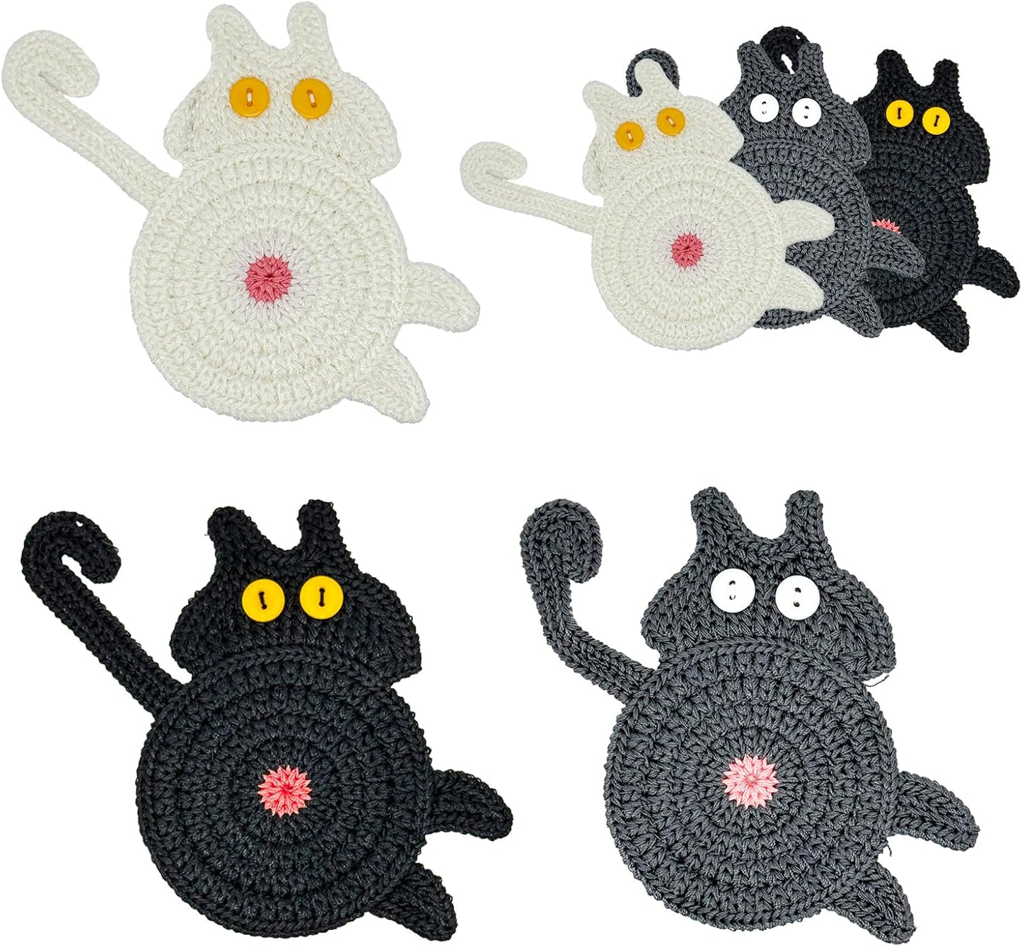 Juego de 3 posavasos para gatos DuoMuo absorbentes y resistentes al calor