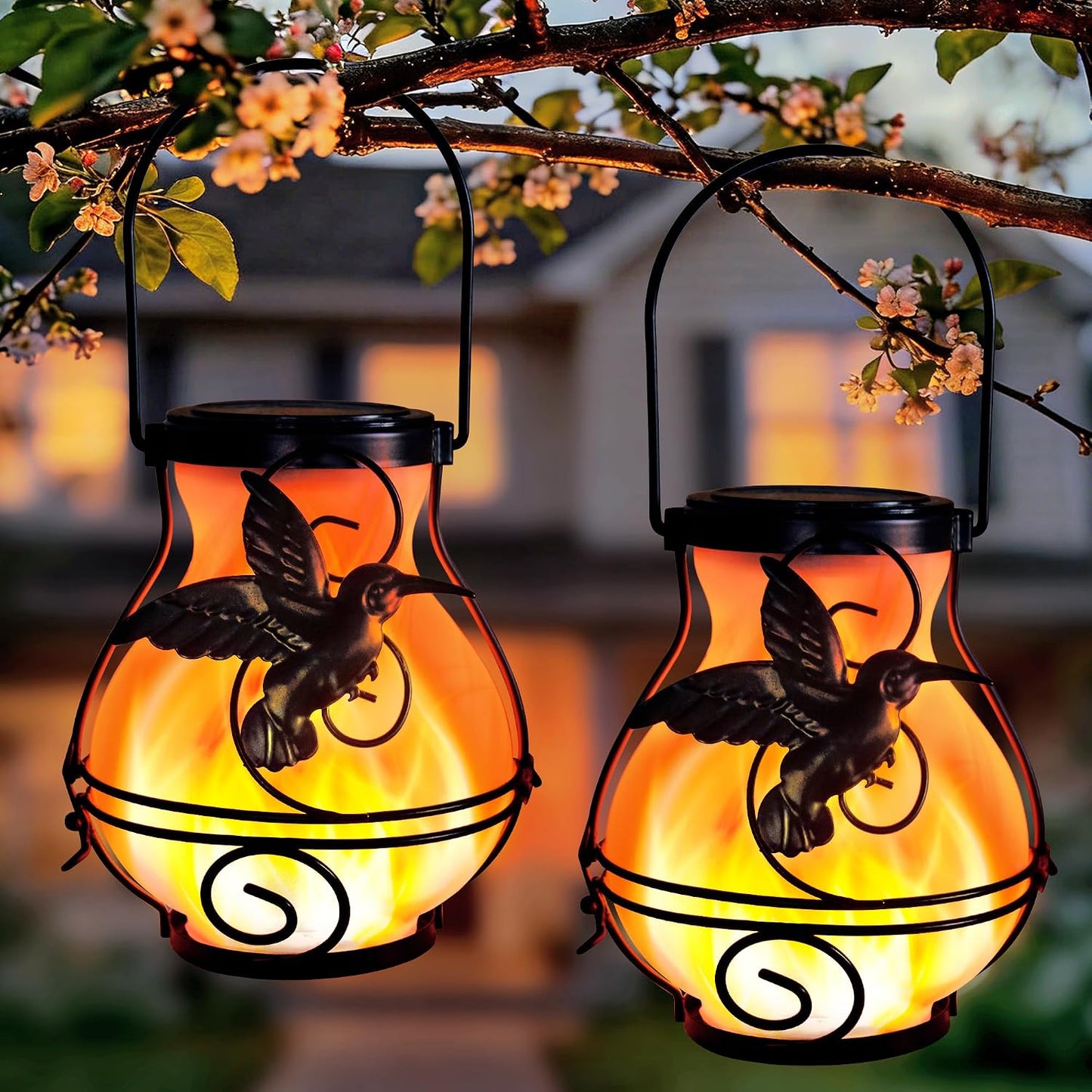 Faroles solares colibrí impermeables para jardín 2 pack