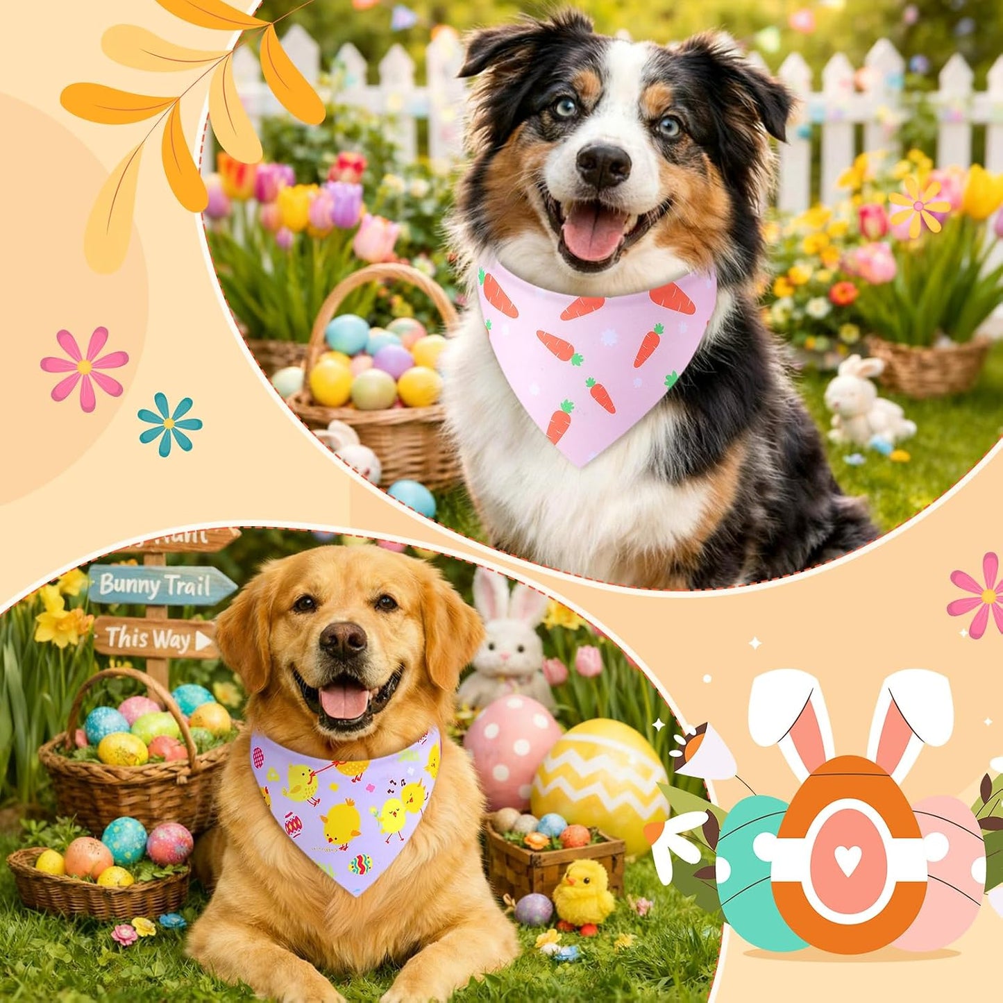 100 Bandanas Pascua para Perros 25 Estilos Triangulares