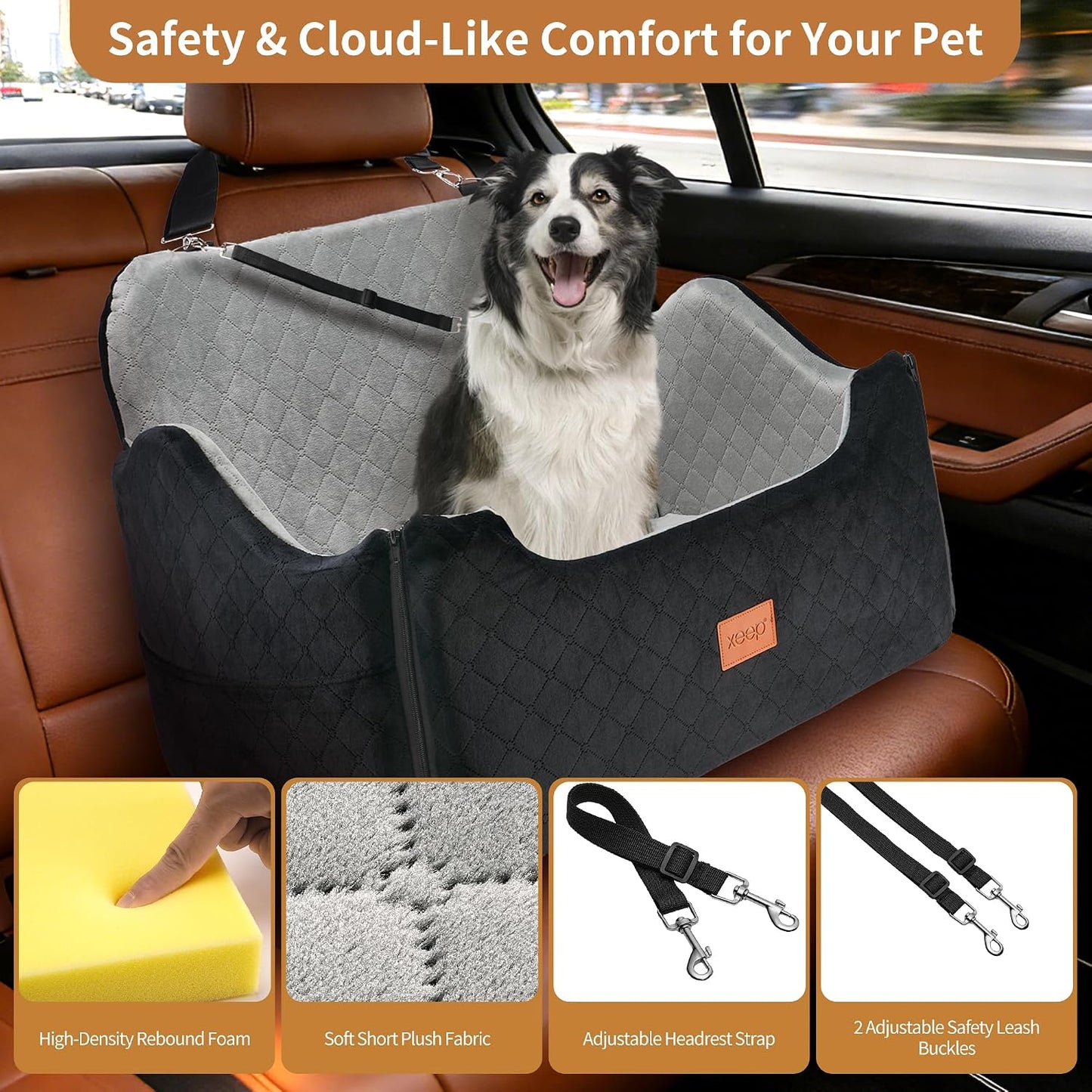 Asiento elevador perro mediano espuma viscoelástica 2 cojines