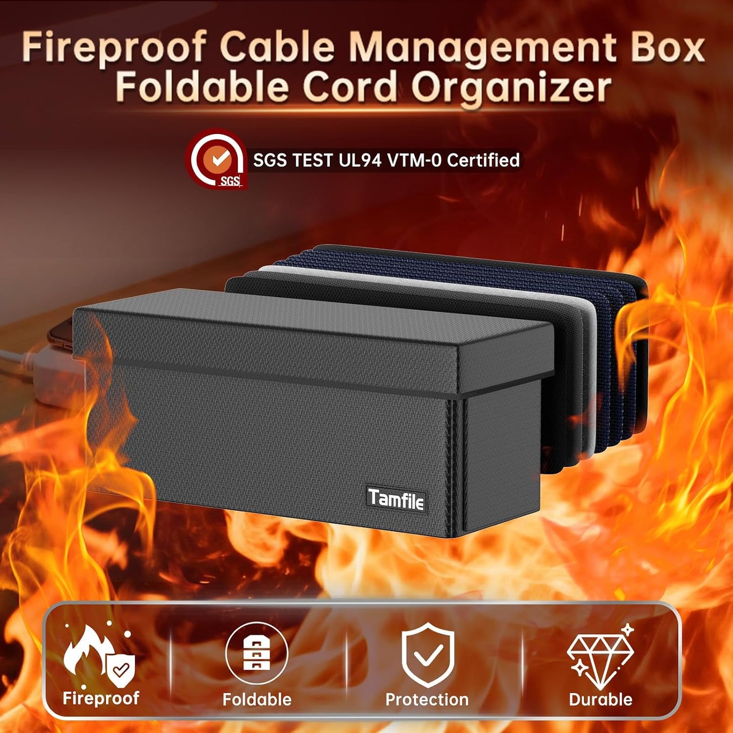 Organizador cables plegable ignífugo resistente calor