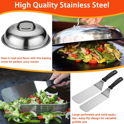 Set 40 accesorios parrilla con cubierta espátula raspador
