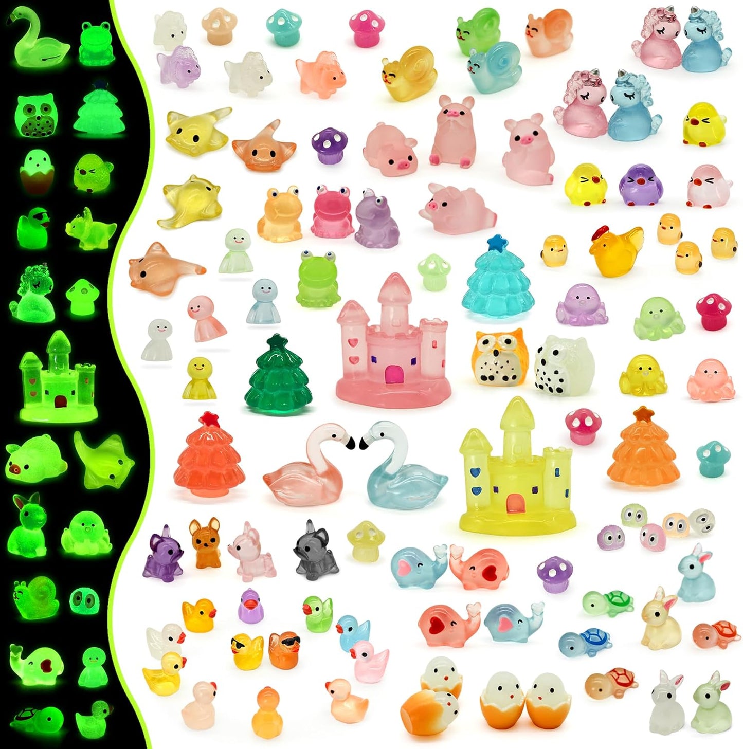 100 Mini Animales Luminosos Resina para Jardín y Casa