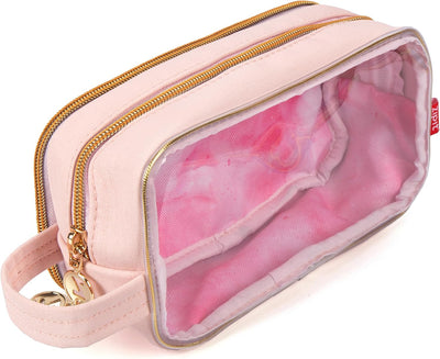 Bolso maquillaje 3 compartimentos claros ranuras cepillos