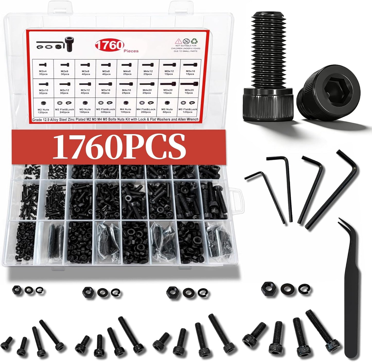 Kit pernos M2-M5 con tuercas hexagonales para impresora 3D