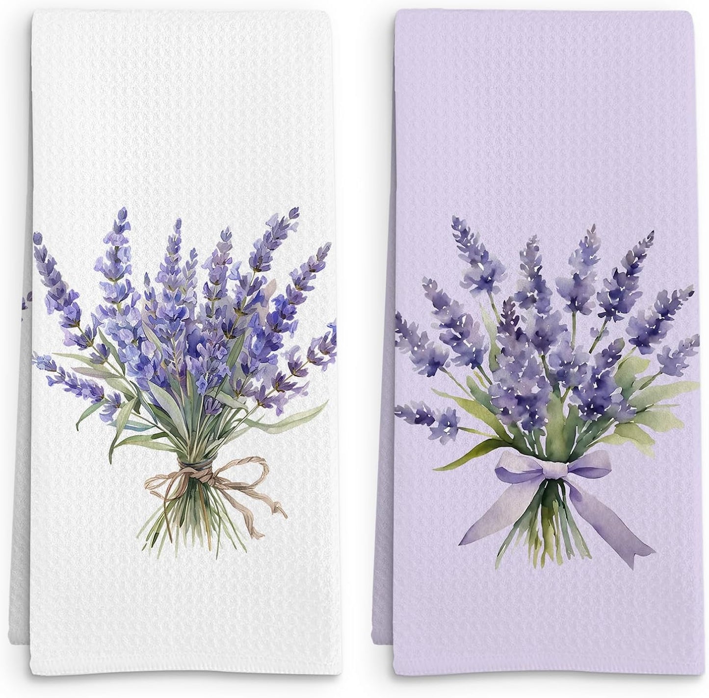 Set 2 Toallas Cocina Lavanda Decorativas Morado