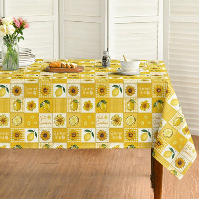 Mantel rectangular verano 60x84 pulgadas diseño retazos cuadrícula búfalo amarillo limón girasol