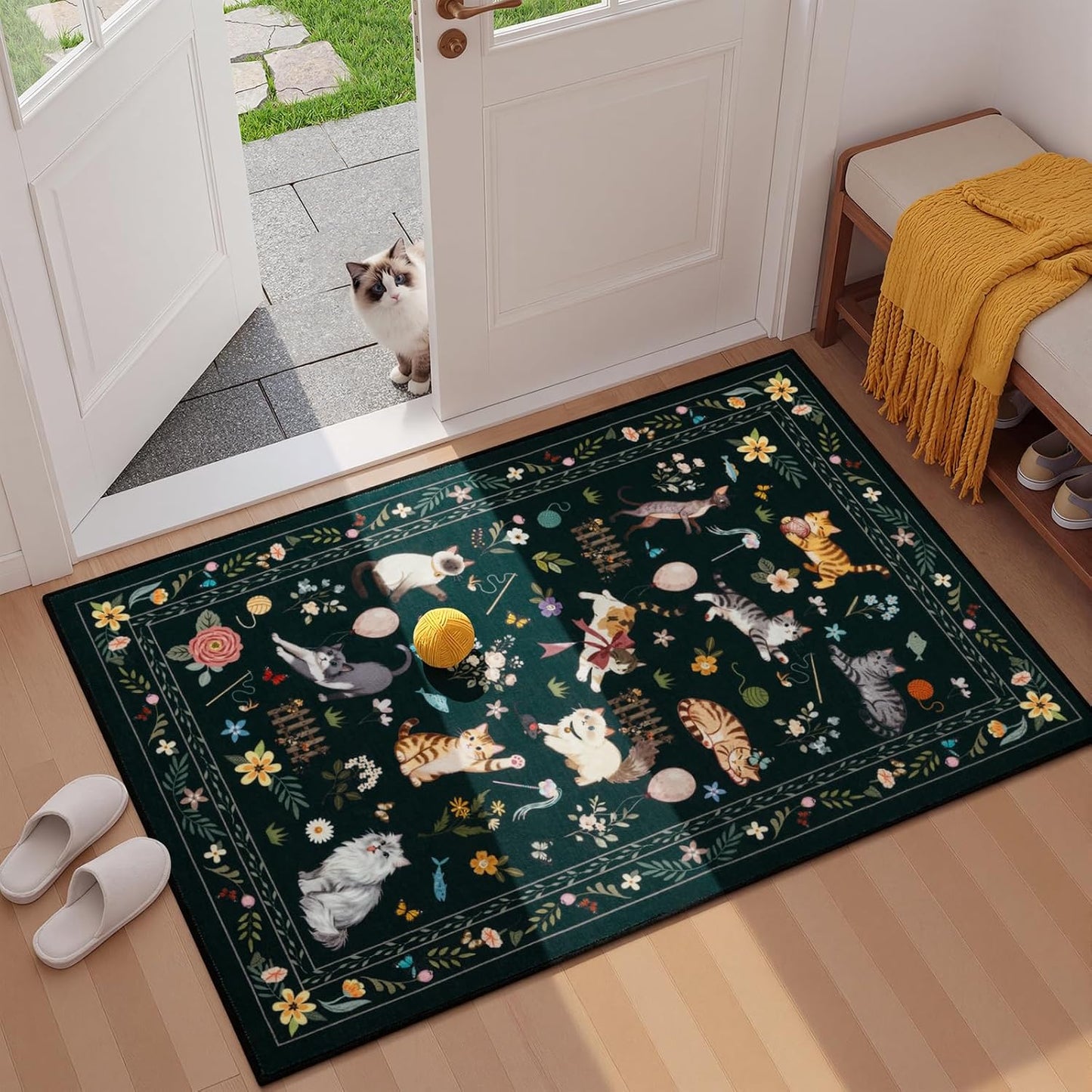 Alfombra entrada interior 2x3pulg antideslizante negra