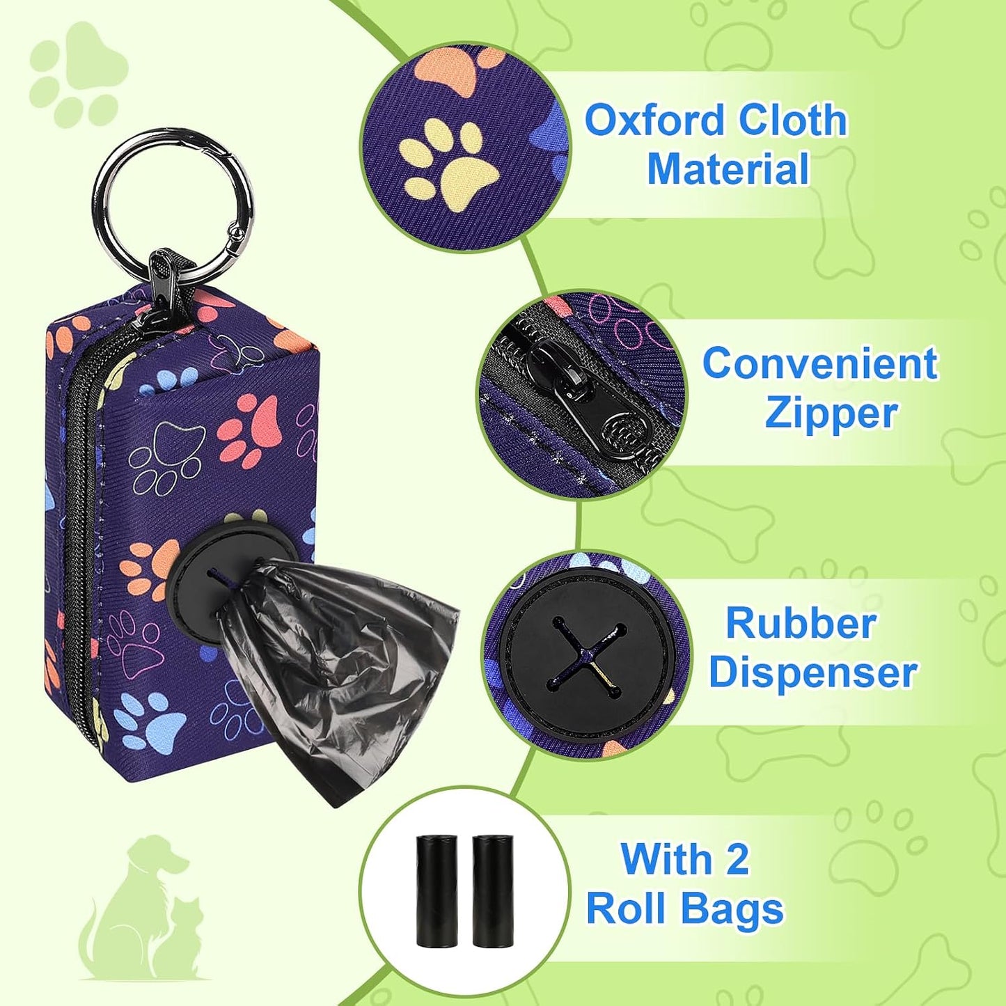 2 Soportes Bolsas Excremento Perro con Bolsas Reutilizables