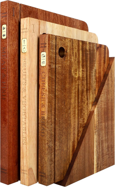 Set 3 Tablas Cortar Libro Acacia Sólida Decorativa