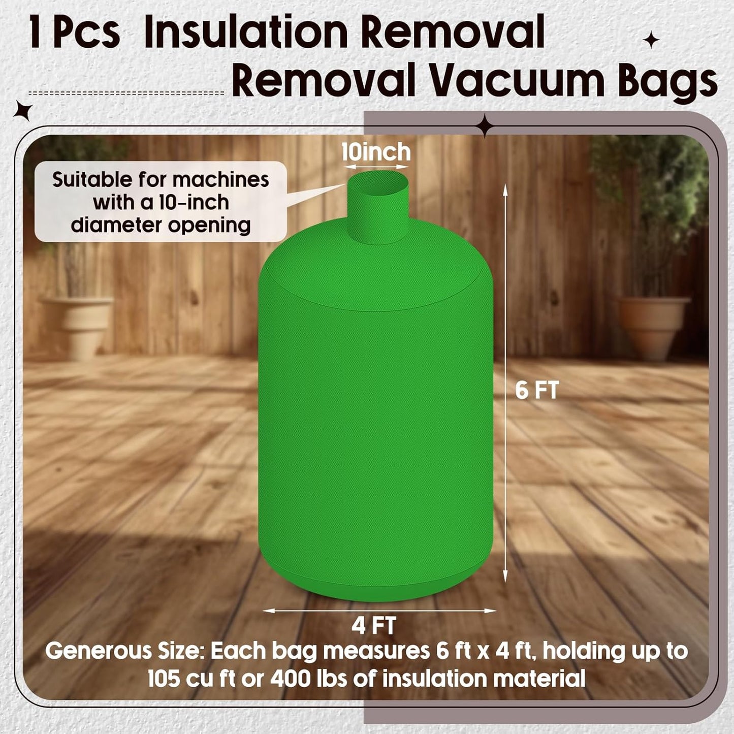 Bolsa vacío aislamiento granel 6x4ft resistente 75ft3