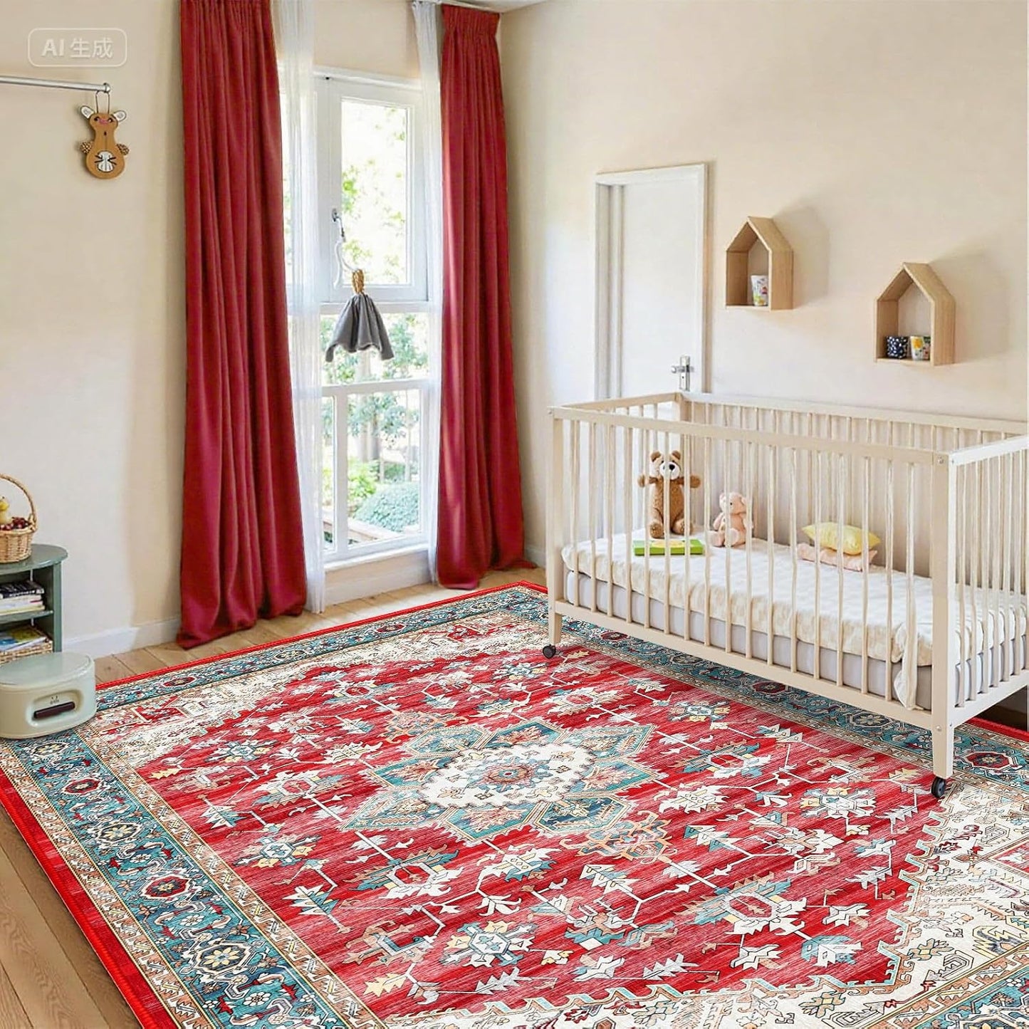 Alfombra lavable 5x7ft resistente manchas bohemia