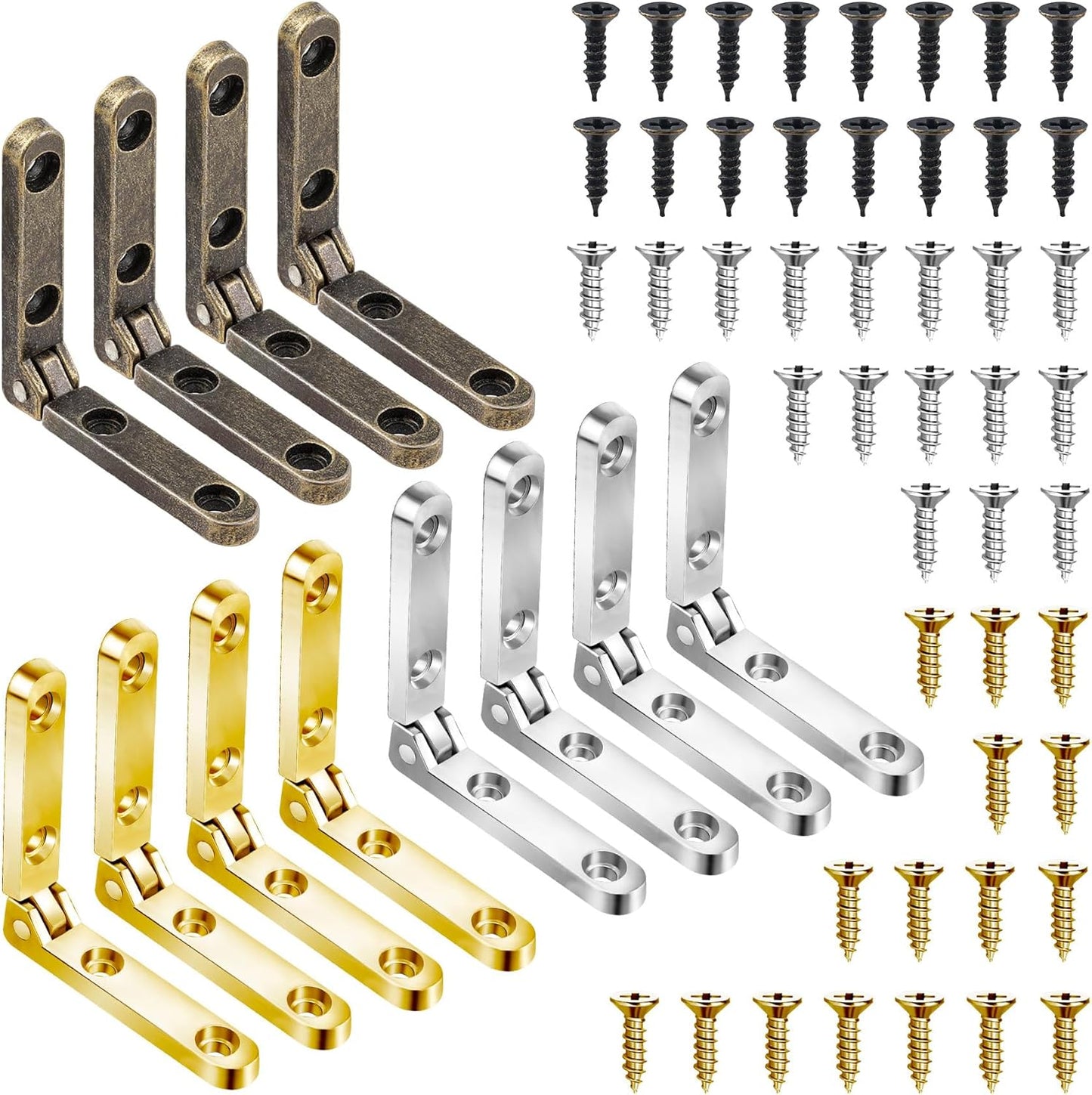 12 Bisagras 90 Grados para Cajas de Joyas Oro Plata Bronce