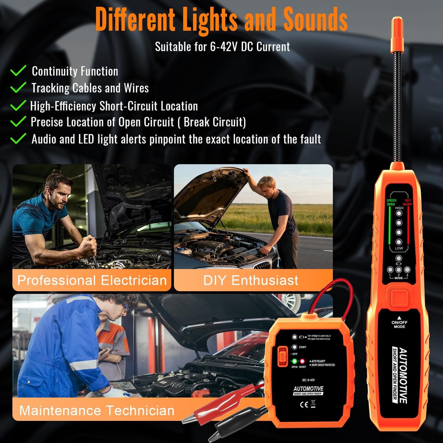 Detector de circuitos automotriz 6-42V con fusible