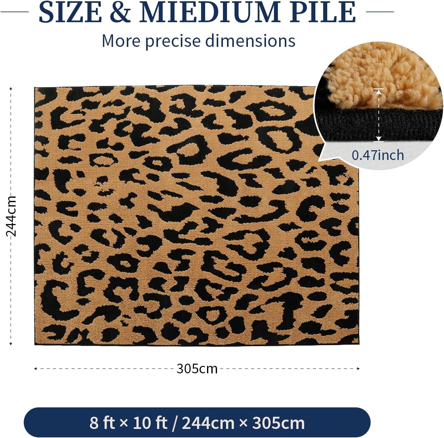 Alfombra leopardo 8x10ft felpa suave antideslizante sala dormitorio
