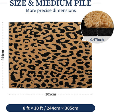 Alfombra leopardo 8x10ft felpa suave antideslizante sala dormitorio