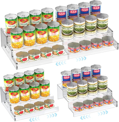 Organizador de latas expandible de acrílico ajustable 3 niveles para despensa