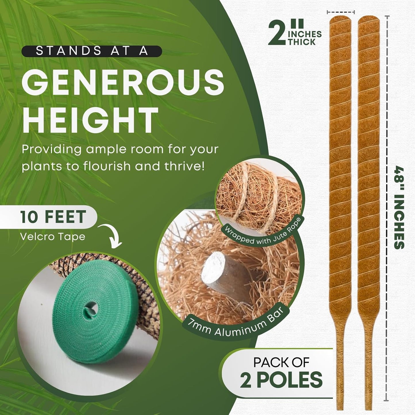 Poste musgo flexible 48pulg para plantas trepadoras set 2