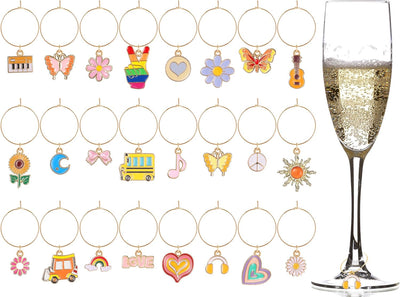 Marcadores para copas de vino 24 anillos fiesta boda