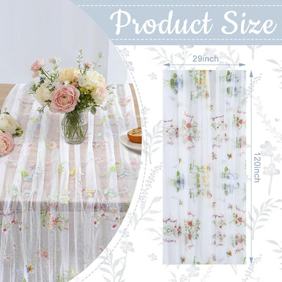 Camino mesa floral tul bordado 10ft primavera verano