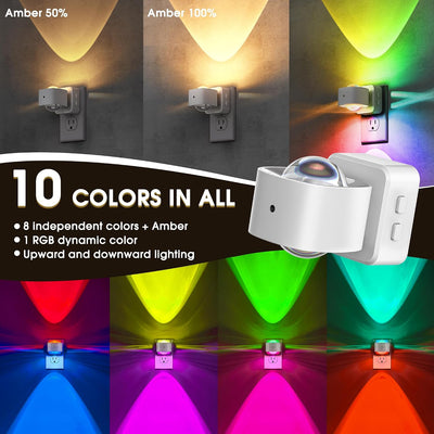 Luz nocturna RGB giratoria 180° sensor crepúsculo