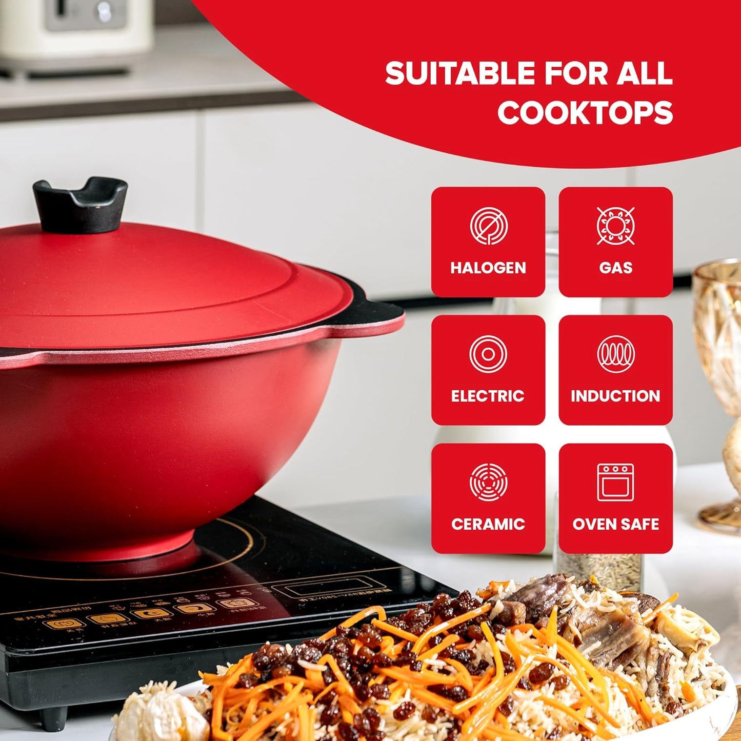 Olla Pilaf Antiadherente para Kabuli Pulao 12.7qt Gris