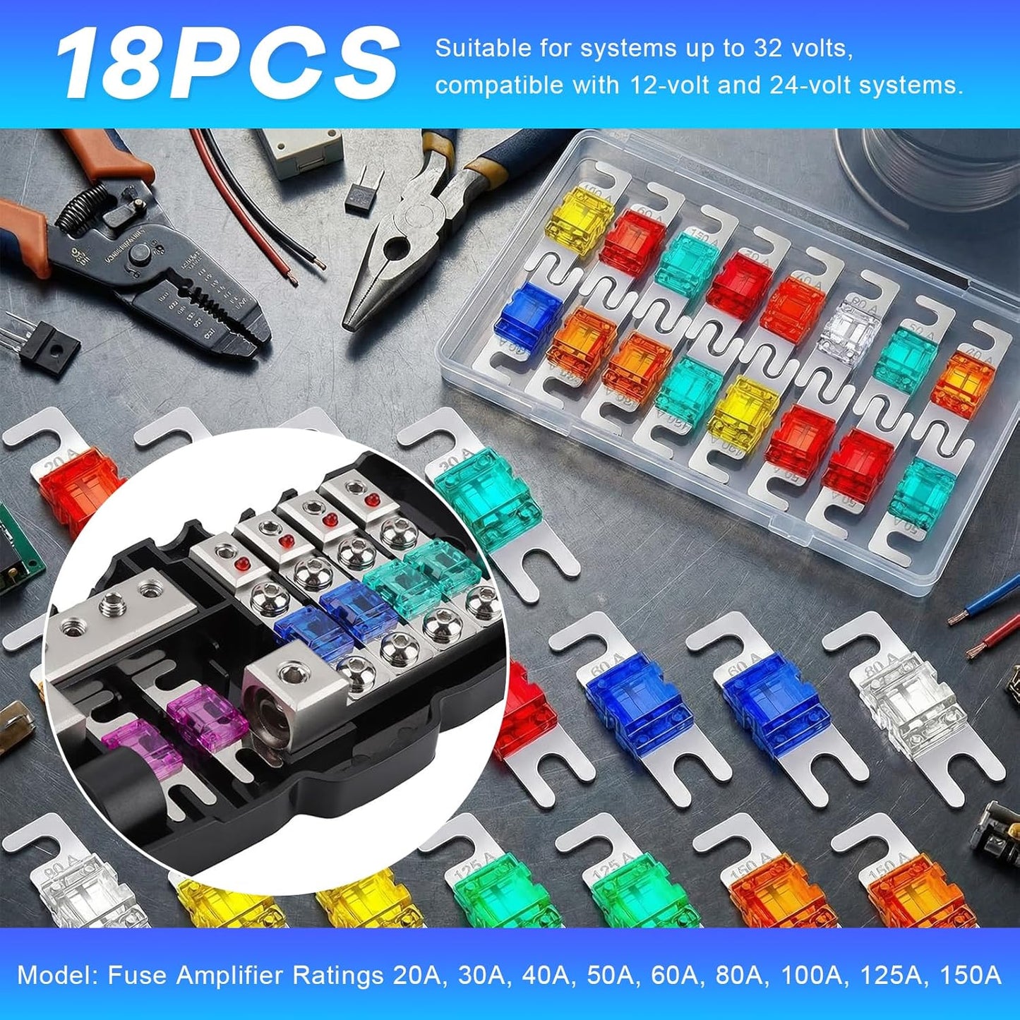 Kit fusibles ANL mini 20A-150A surtido 9 tamaños