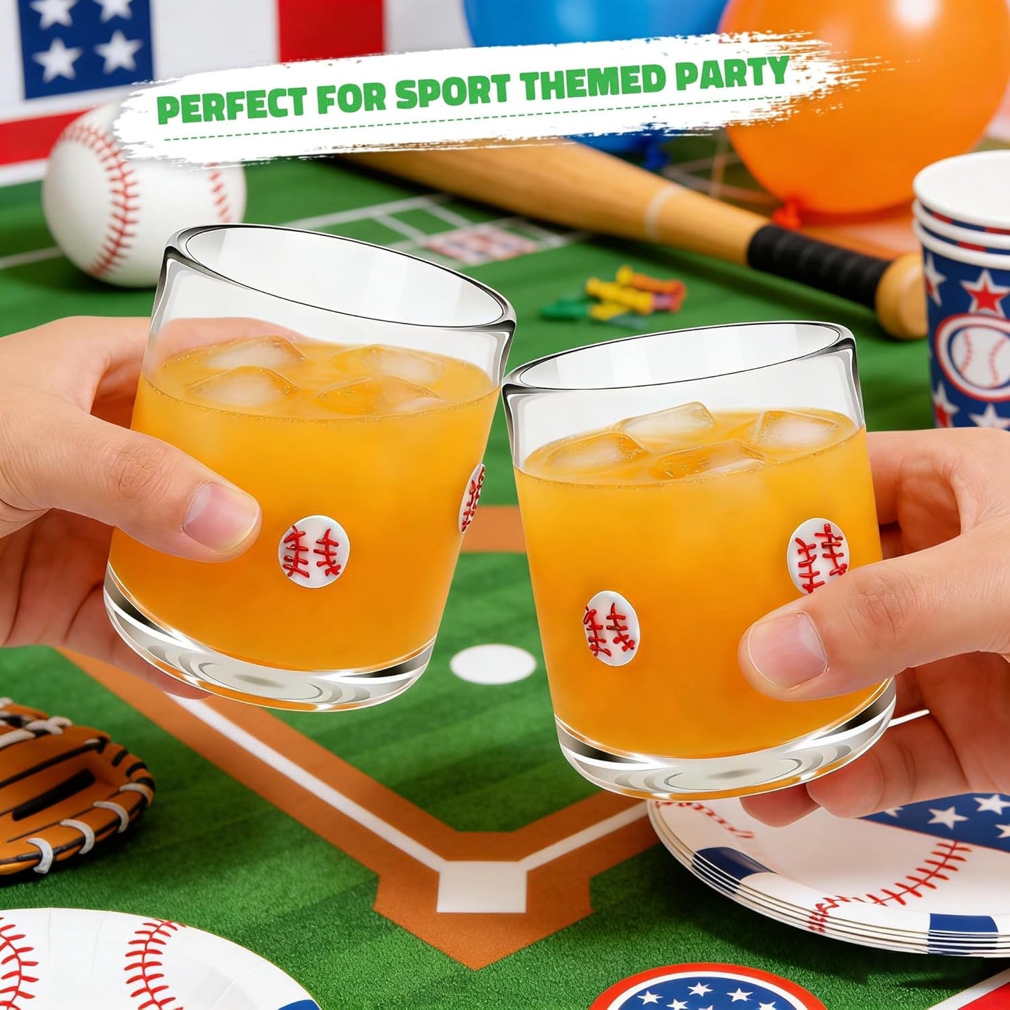 Vasos de béisbol con icono estético 14 oz copa sin tallo para fiestas