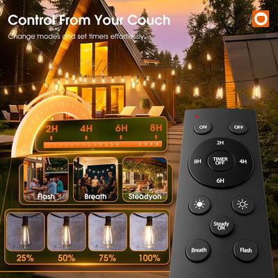 Cadena luces exterior 400pies LED control remoto