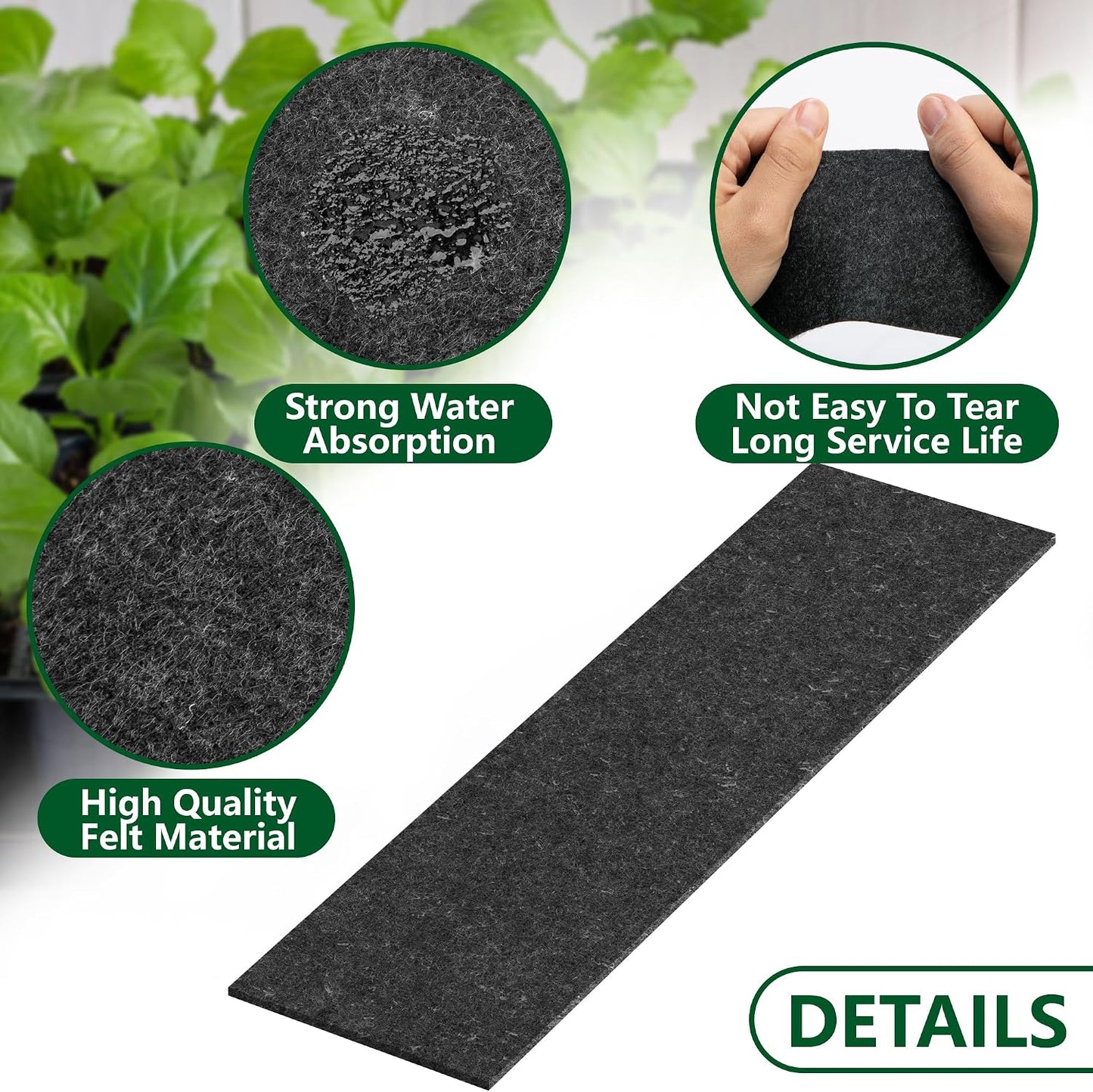 12 Alfombrillas Capilares 18.5x3.5pulg para Riego Automático