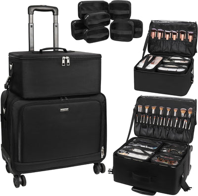 Bolsa maquillaje con ruedas 2en1 organizadora cosméticos