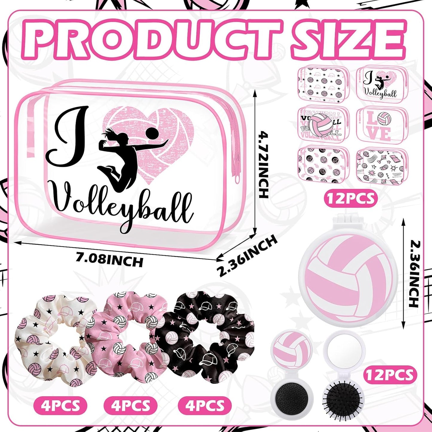 36 Pzas Regalos Niña Voleibol Rosa Bolsas Maquillaje Coleteros Cepillos