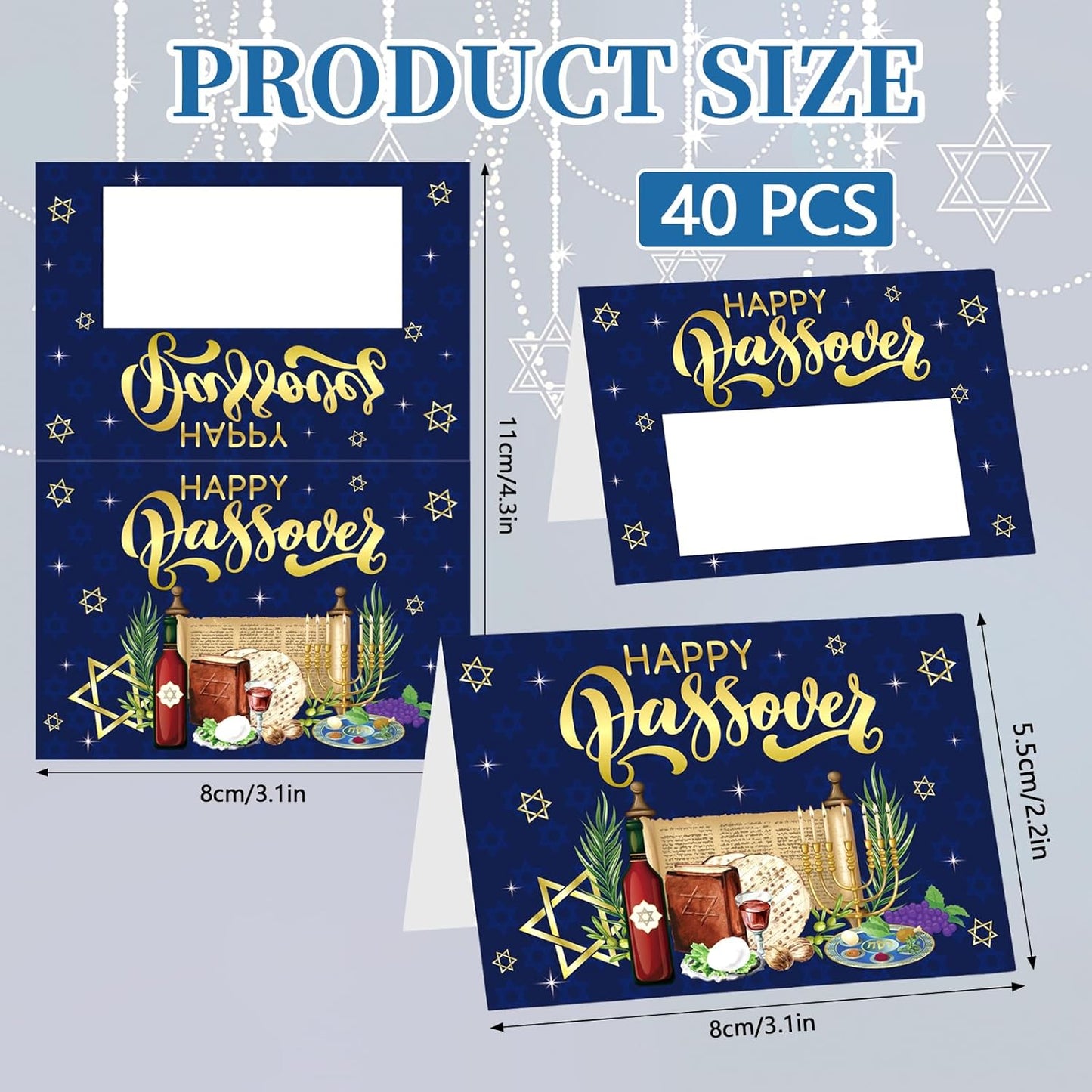 40 Tarjetas Matzah Pesaj 3.9x3.9pulg Decoración Fiesta