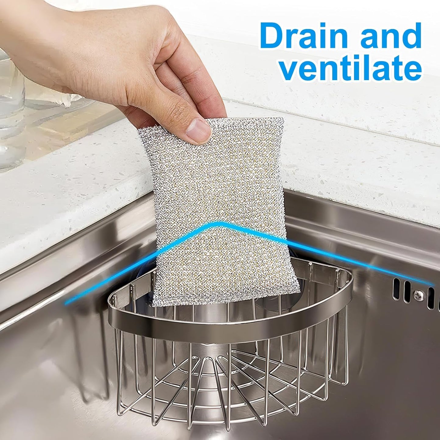 Soporte de esponja con ventosa acero inoxidable para fregadero cocina y baño
