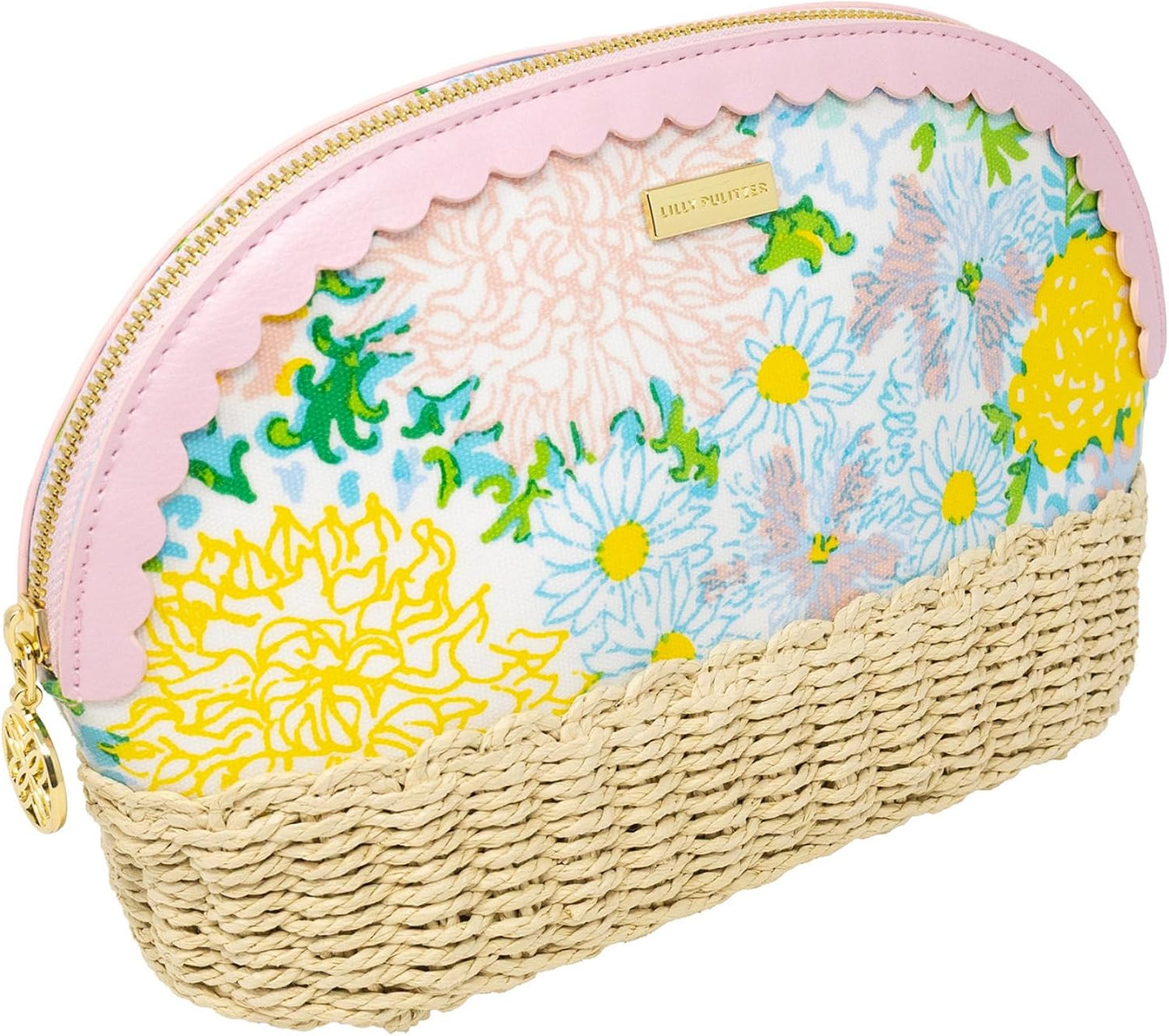 Bolsa festoneada con cremallera estuche floral para viaje