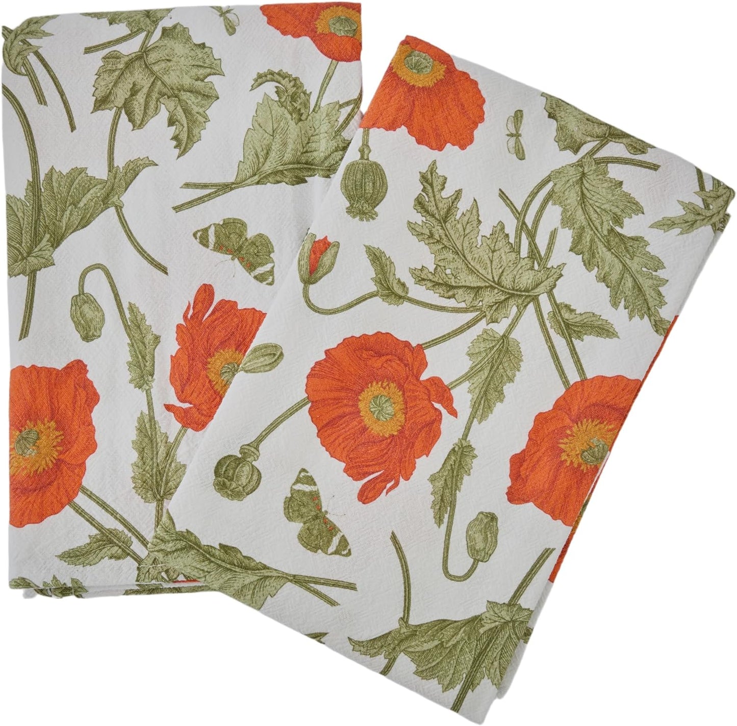 Toallas de cocina con flores y mariposas de algodón 100% reutilizables absorbentes y duraderas set de 2