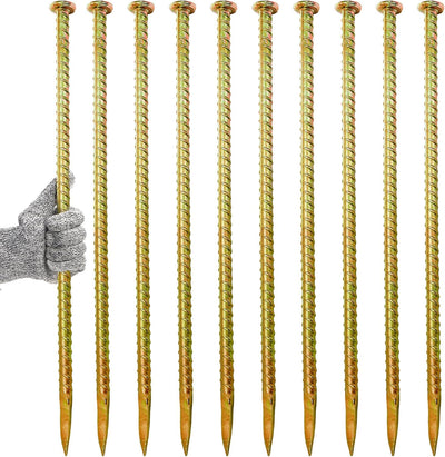 10 Estacas Refuerzo 16pulg Acero Galvanizado 1/2pulg Diámetro