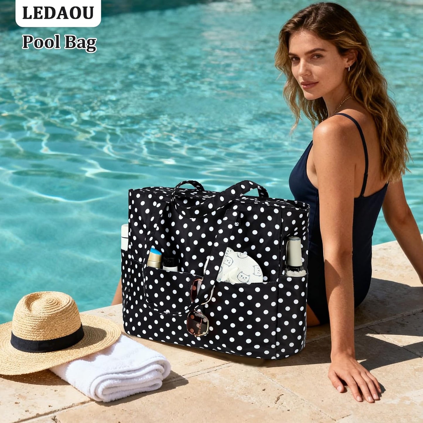 Bolso playa mujer impermeable a prueba de arena con cremallera